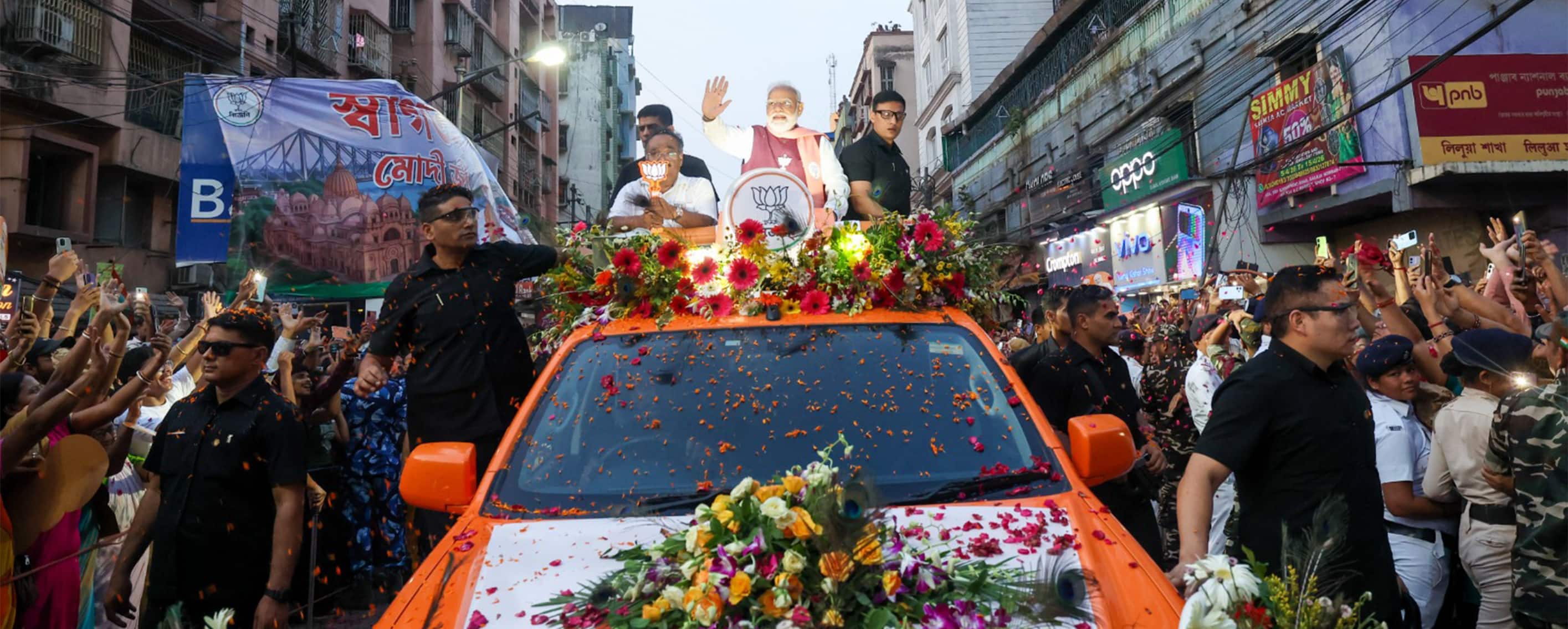 Massive turnout at PM Modi’s Howrah roadshow signals a record-breaking victory for the BJP in West Bengal