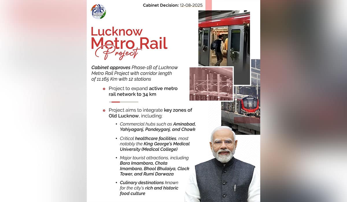 Cabinet approves Lucknow Metro Rail Project of Phase-1B worth Rs.5,801 crore