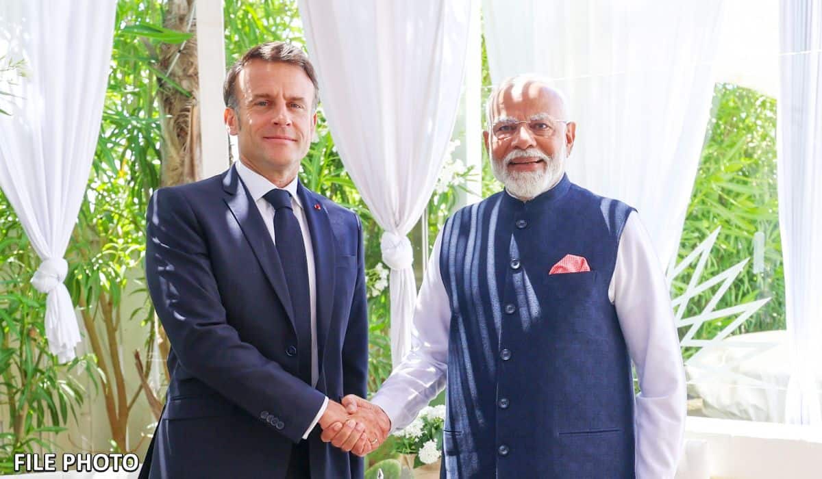 PM Narendra Modi receives a telephone call from President Macron