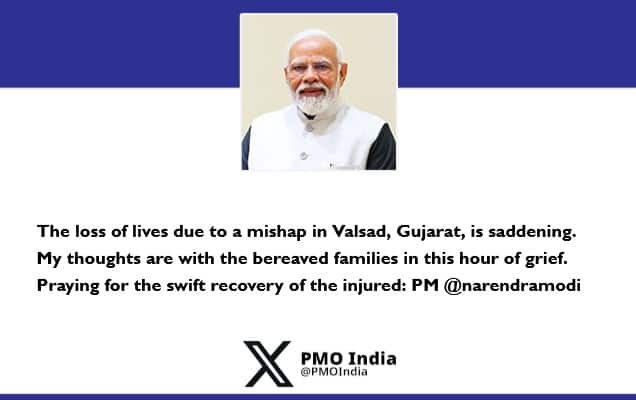 PM condoles loss of lives in a mishap in Valsad, Gujarat