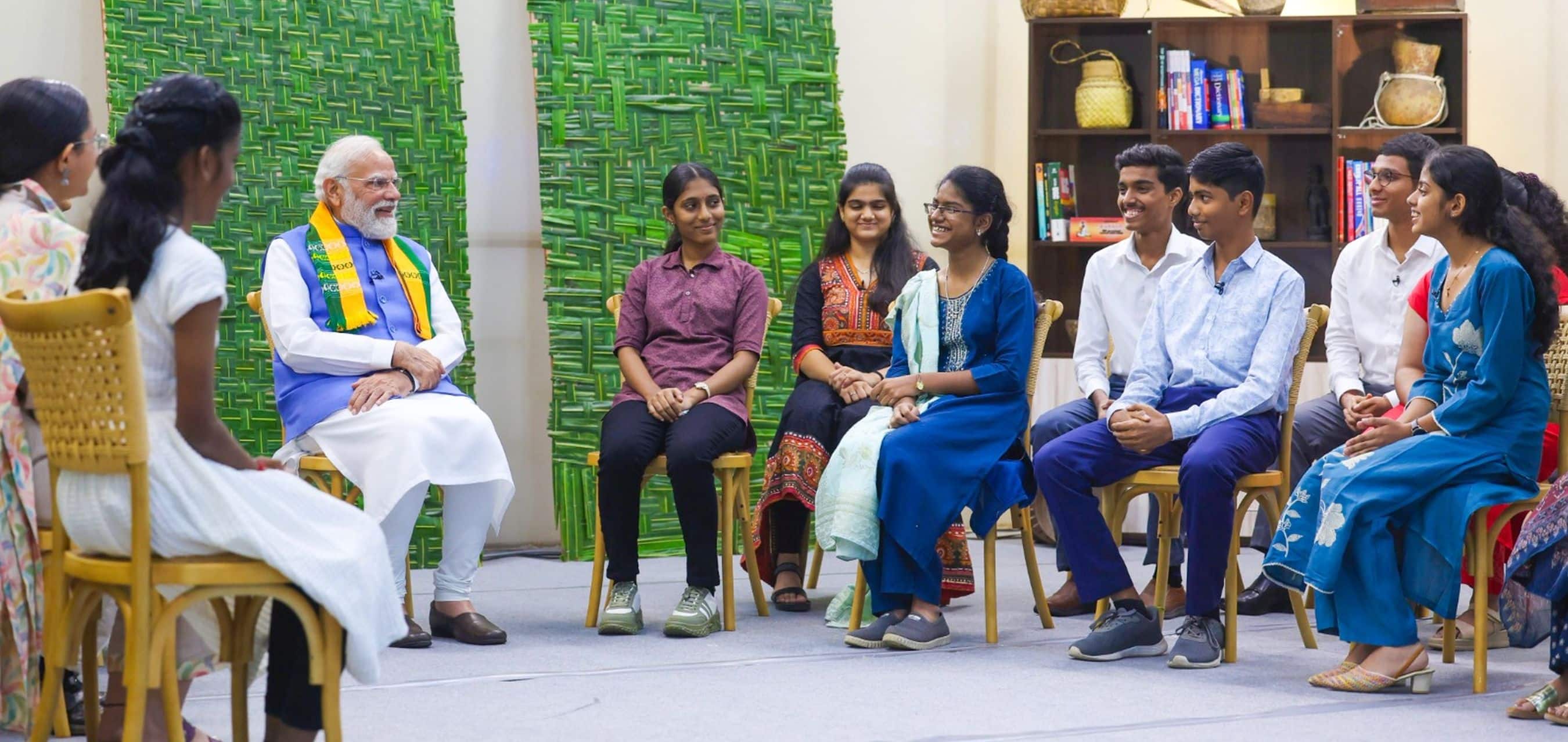 PM Modi interacts with students from Coimbatore, Raipur, Devmogra and Guwahati in the second episode of Pariksha Pe Charcha 2026