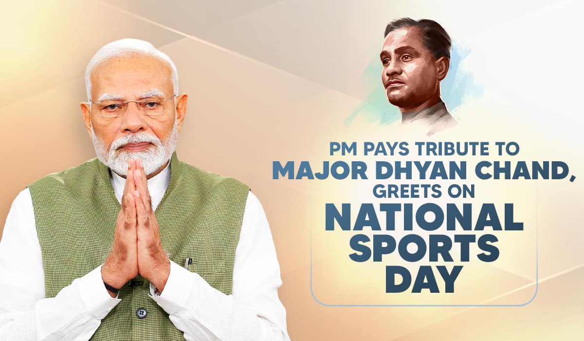 PM pays Tribute to Major Dhyan Chand, greets on National Sports Day