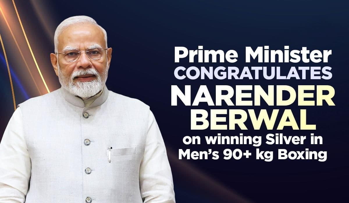 Prime Minister congratulates Narender Berwal on winning Silver in Men’s 90+ kg Boxing