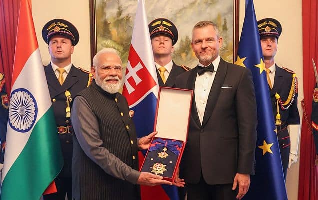 PM Modi Conferred With Slovakia’s 'Order Of The White Double Cross', His 33rd Global Honour So Far