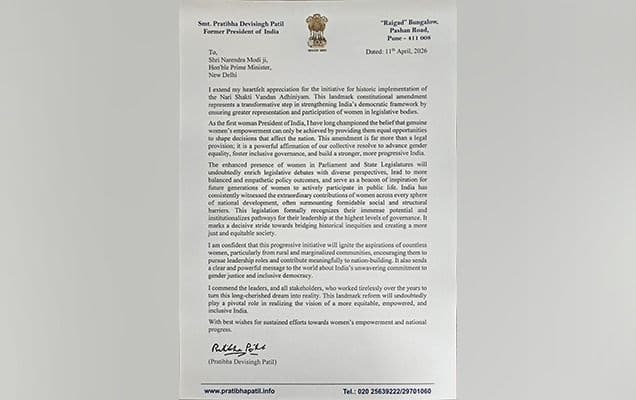 'Transformative step': Former President Pratibha Patil writes to PM Modi expressing support for women's reservation bill