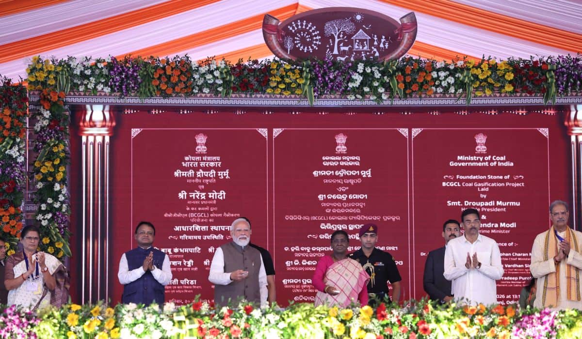 PM Modi launches development projects at Pahadpur on the completion of two years of the Odisha Government