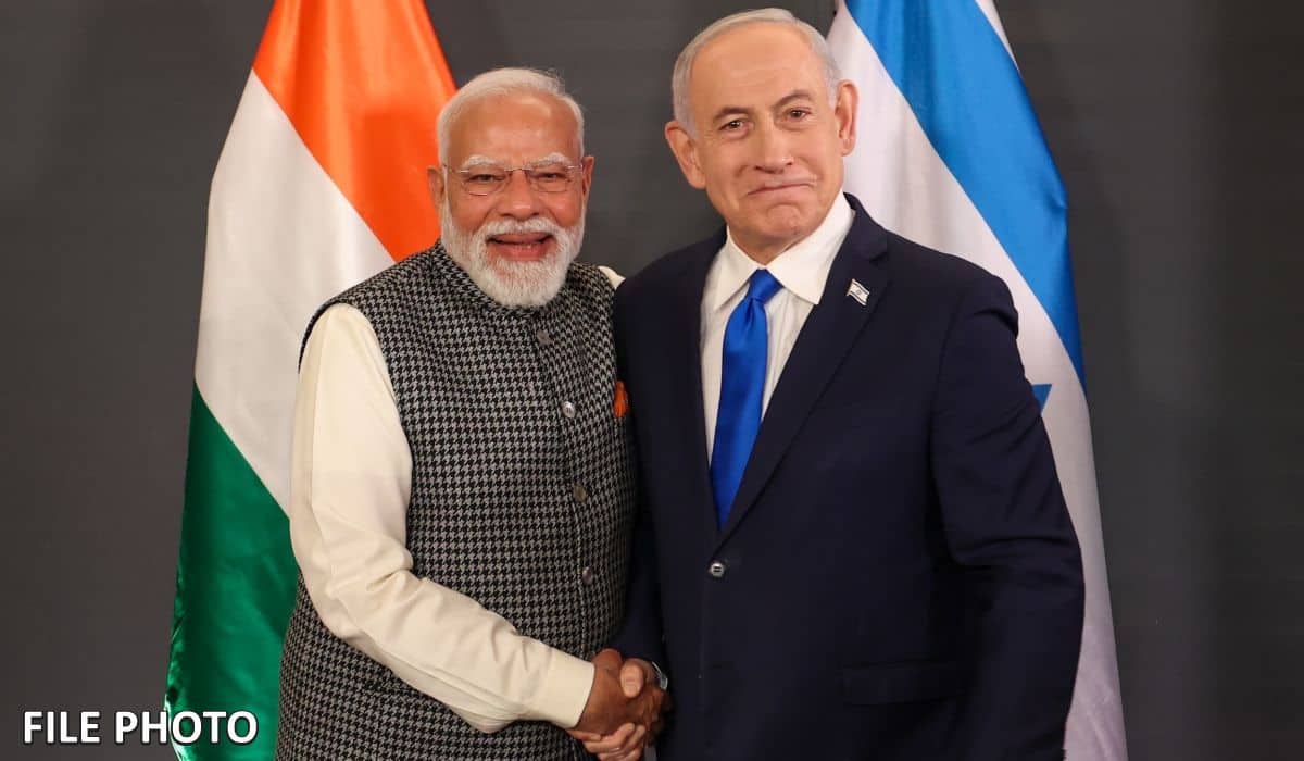 Prime Minister Narendra Modi receives a telephone call from Prime Minister Benjamin Netanyahu