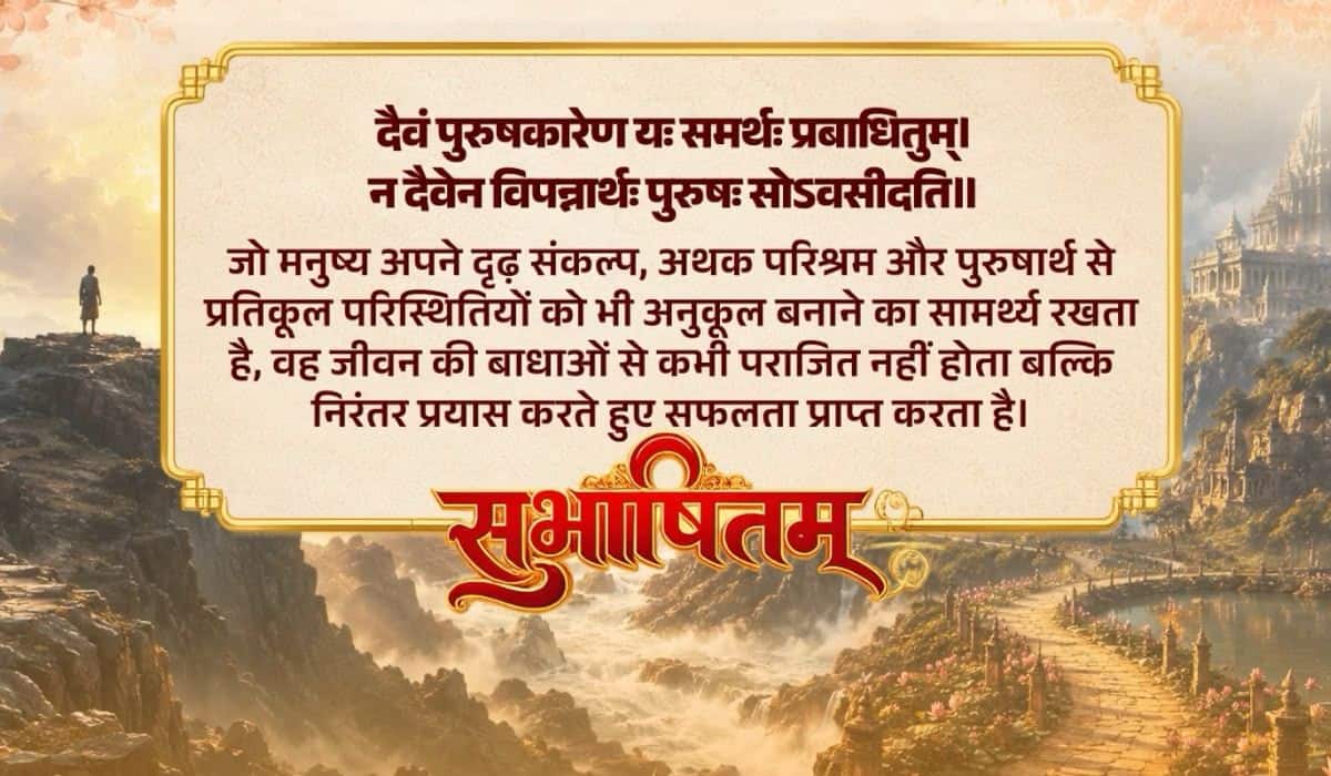 Prime Minister shares a Sanskrit Subhashitam, highlighting determination, perseverance, and continuous effort in overcoming life's challenges