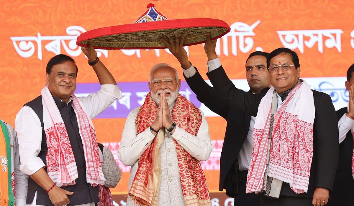 PM Modi addresses a grand public rally in Guwahati, Assam