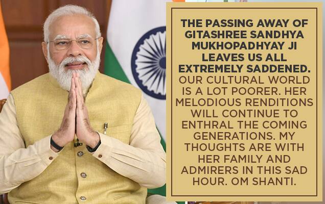 PM condoles demise of veteran Bengali playback singer, Gitashree Sandhya Mukhopadhyay