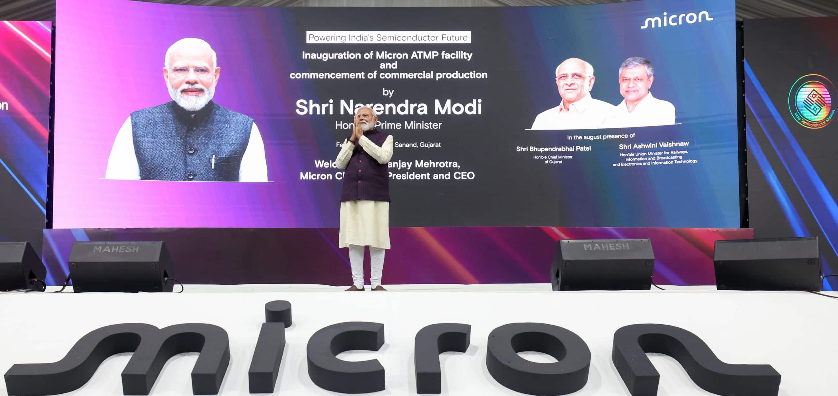 PM Modi inaugurates Micron Technology’s Semiconductor Assembly, Test and Packaging (ATMP) facility in Sanand,Gujarat