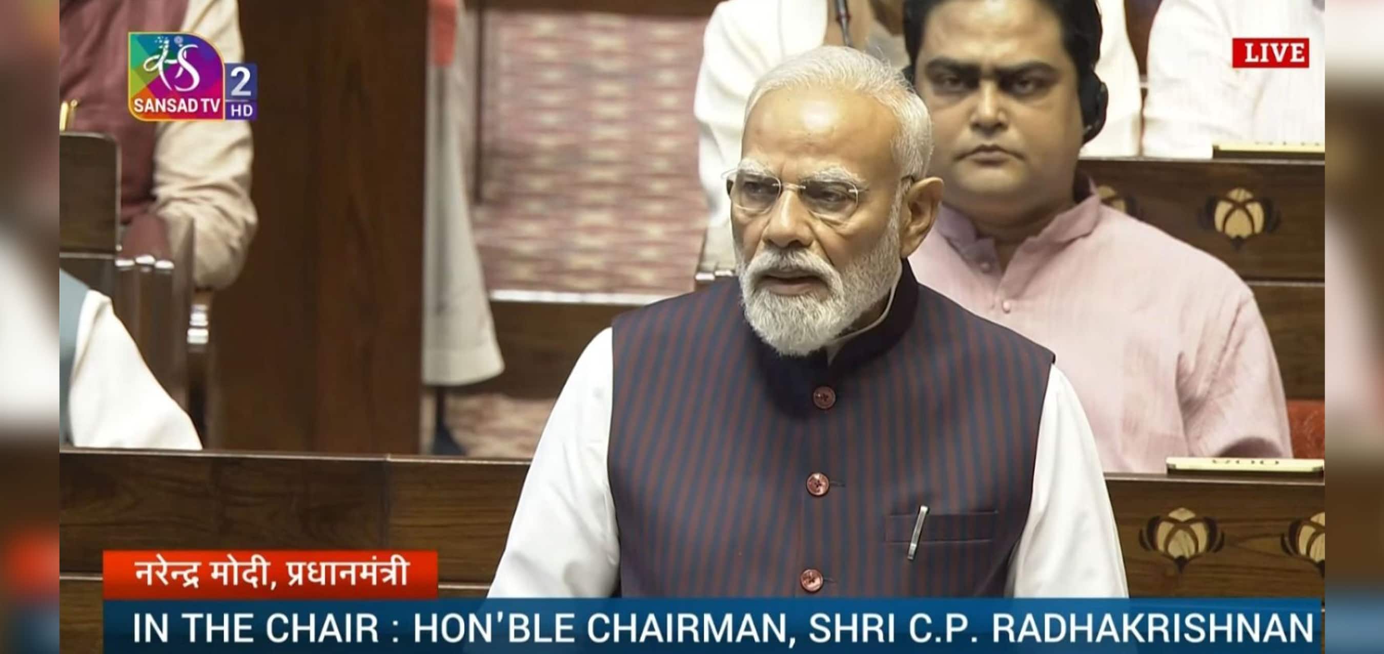PM Modi addresses the Rajya Sabha on the ongoing conflict in West Asia
