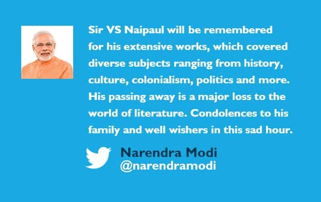 PM condoles the passing away of V.S. Naipaul