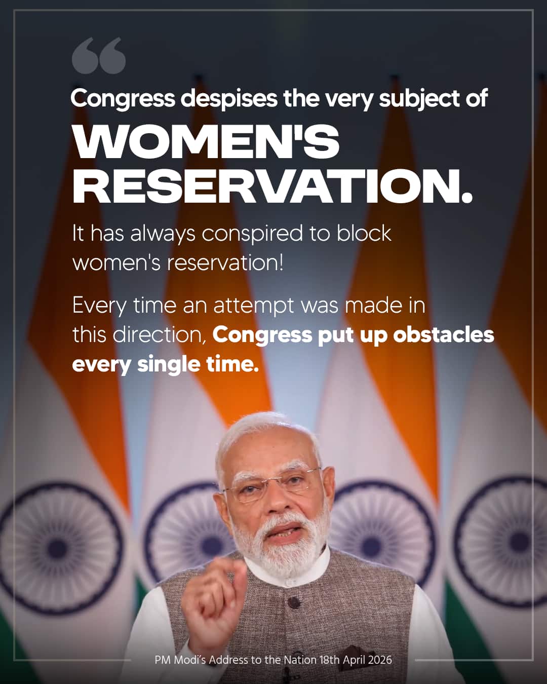 Congress despises the very subject of women's reservation. It has always conspired to block &hellip;