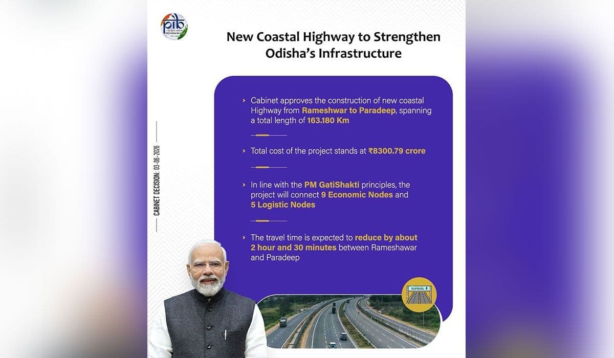 कैबिनेट ने ओडिशा में ₹8,300.79 करोड़ के हाईवे निर्माण प्रोजेक्ट को मंजूरी दी