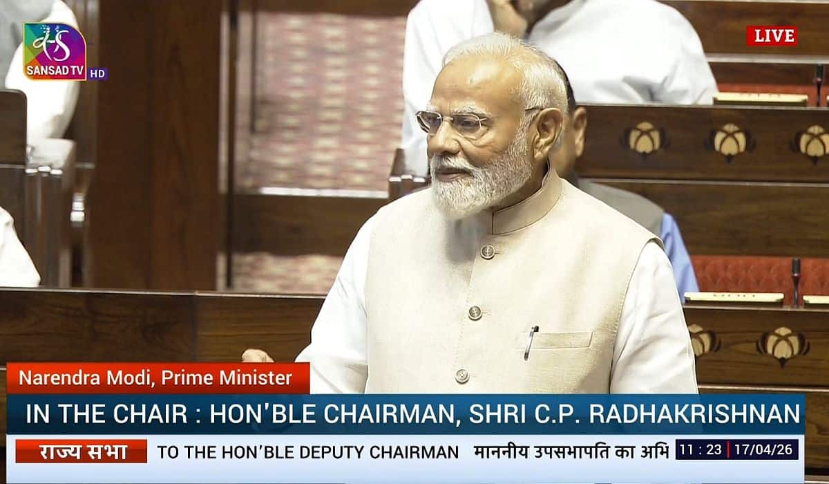 Prime Minister Shri Narendra Modi addresses the Rajya Sabha