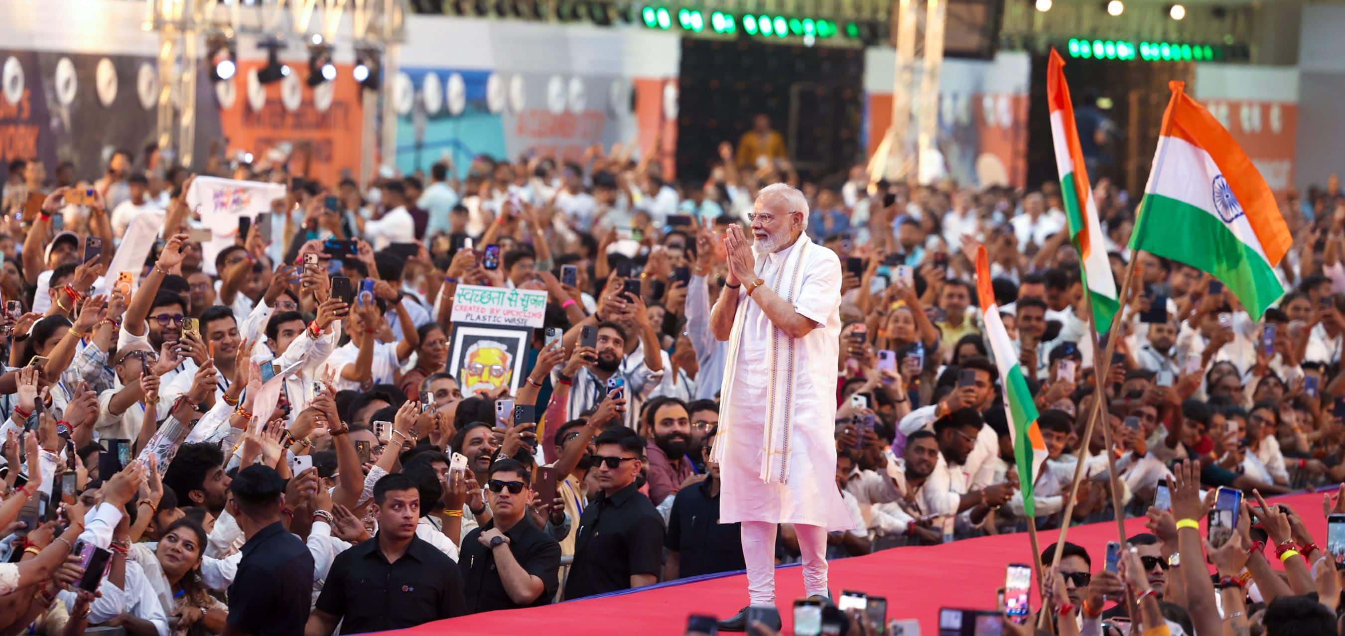 PM Modi participates in 'Namo for Viksit Bharat' programme in Vadodara, Gujarat 