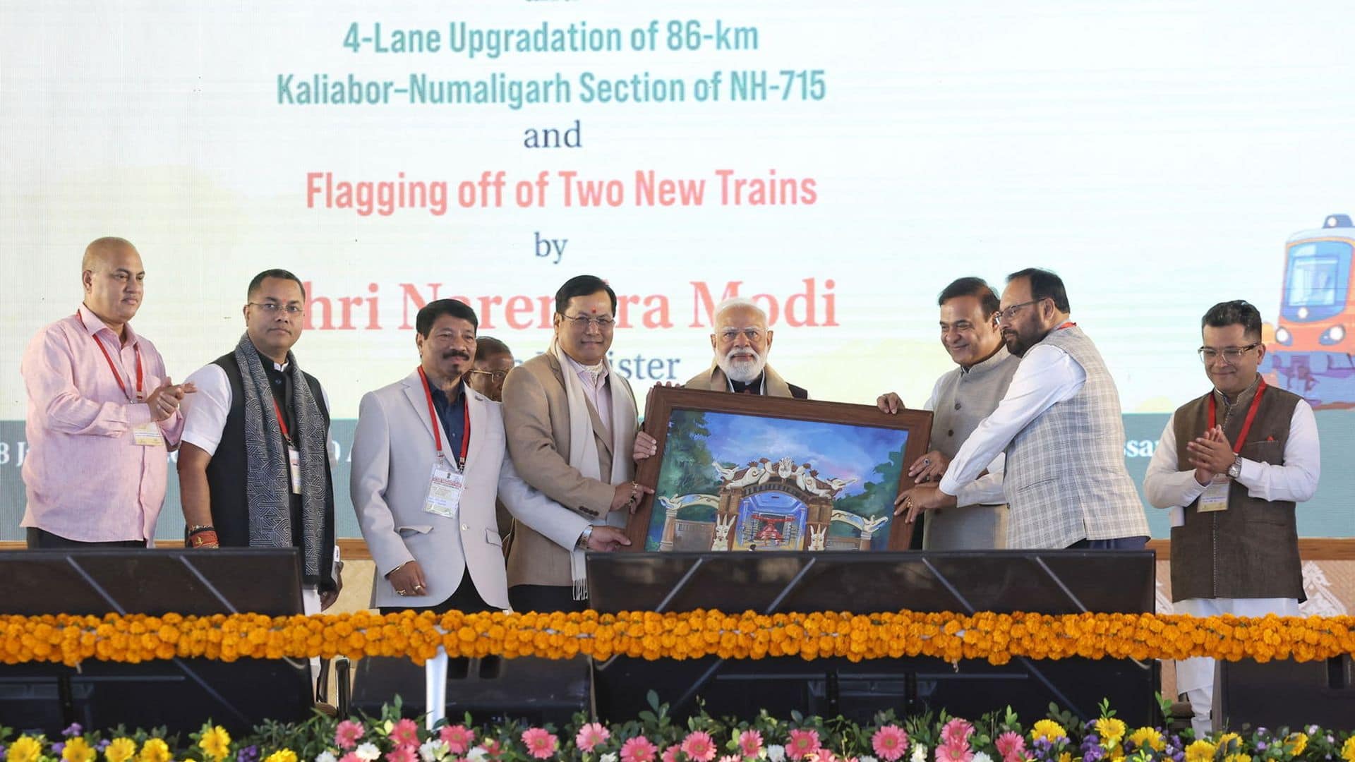 PM Modi performs Bhoomi Poojan of the Kaziranga Elevated Corridor Project, worth over ₹6,950 Crore in Kaliabor, Assam