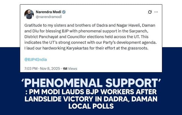‘Phenomenal Support’: PM Modi Lauds BJP Workers After Landslide Victory In Dadra, Daman Local Polls 