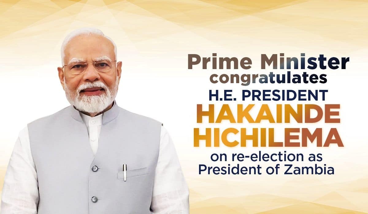 Prime Minister congratulates H.E. President Hakainde Hichilema on re-election as President of Zambia