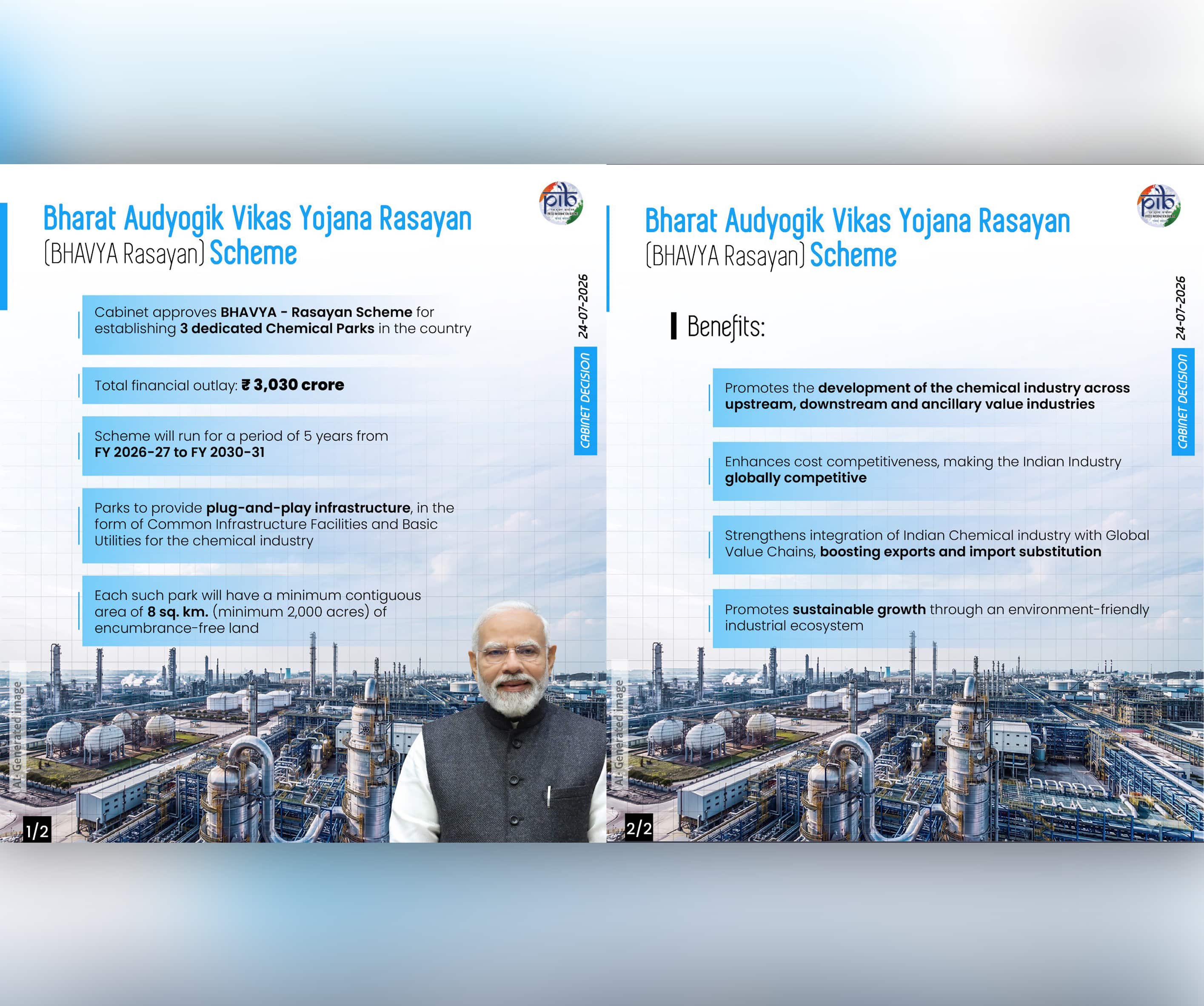 Cabinet approves scheme of Chemical Parks “Bharat Audyogik Vikas Yojana Rasayan (BHAVYA Rasayan)