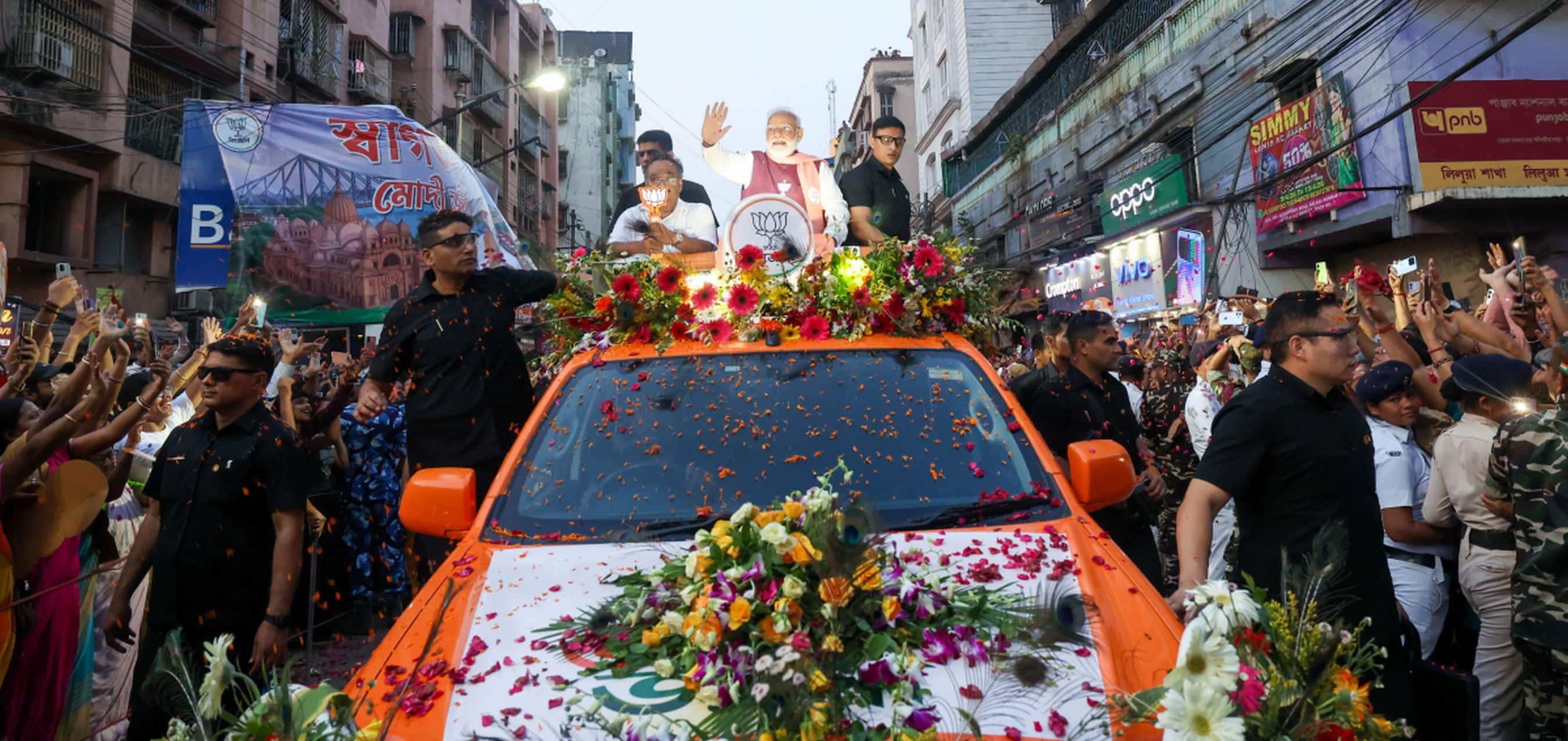 Massive turnout at PM Modi’s Howrah roadshow signals a record-breaking victory for the BJP in West Bengal