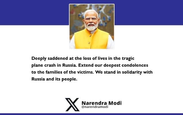 Prime Minister condoles the loss of lives in a plane crash in Russia