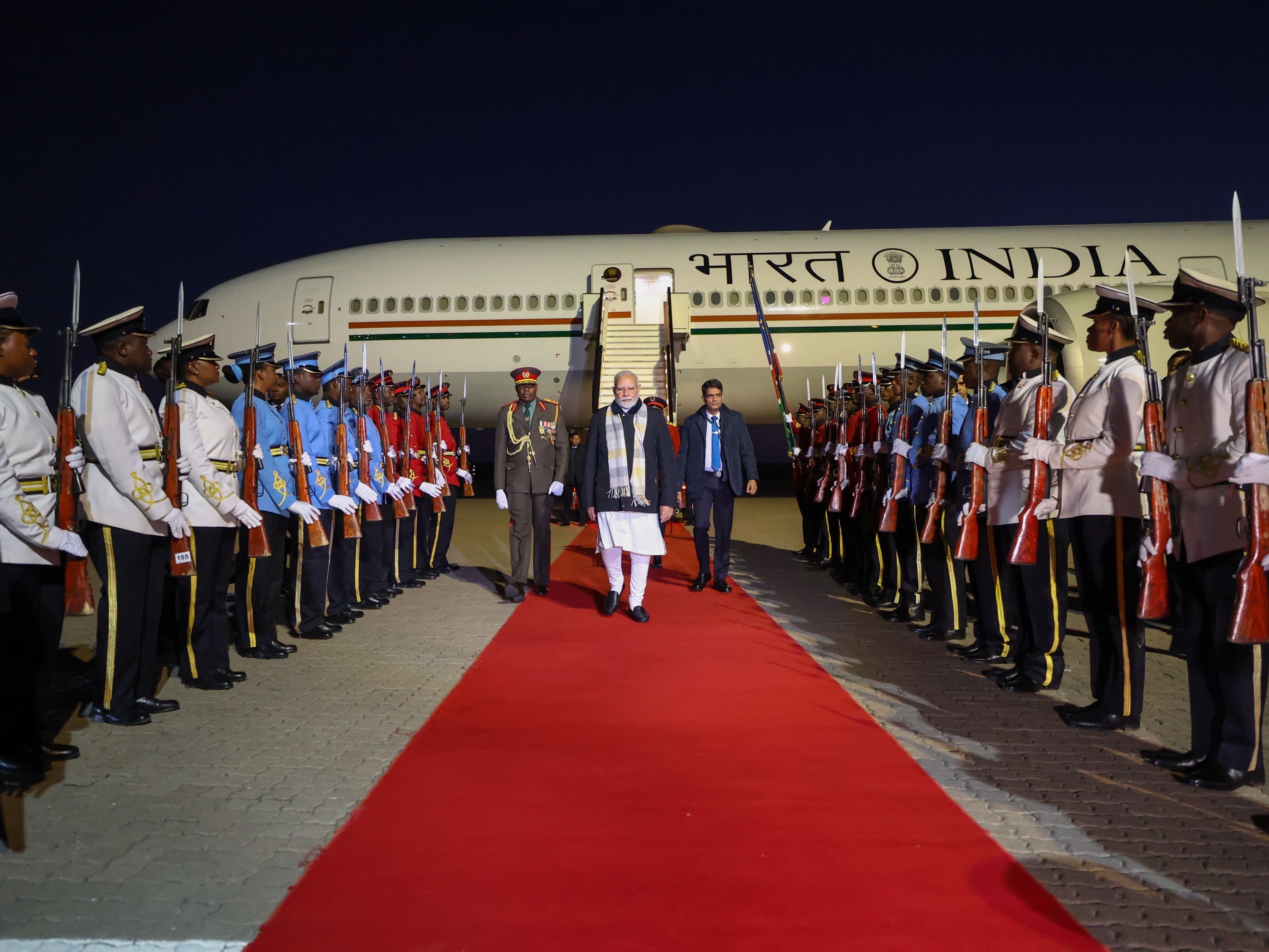 PM Modi arrives in Windhoek, Namibia