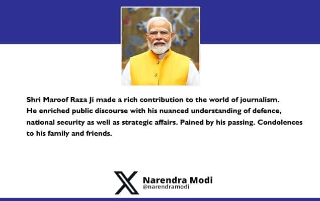 Prime Minister Condoles the Passing of Shri Maroof Raza Ji