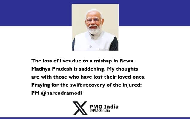 Prime Minister condoles the loss of lives due to a mishap in Rewa, Madhya Pradesh