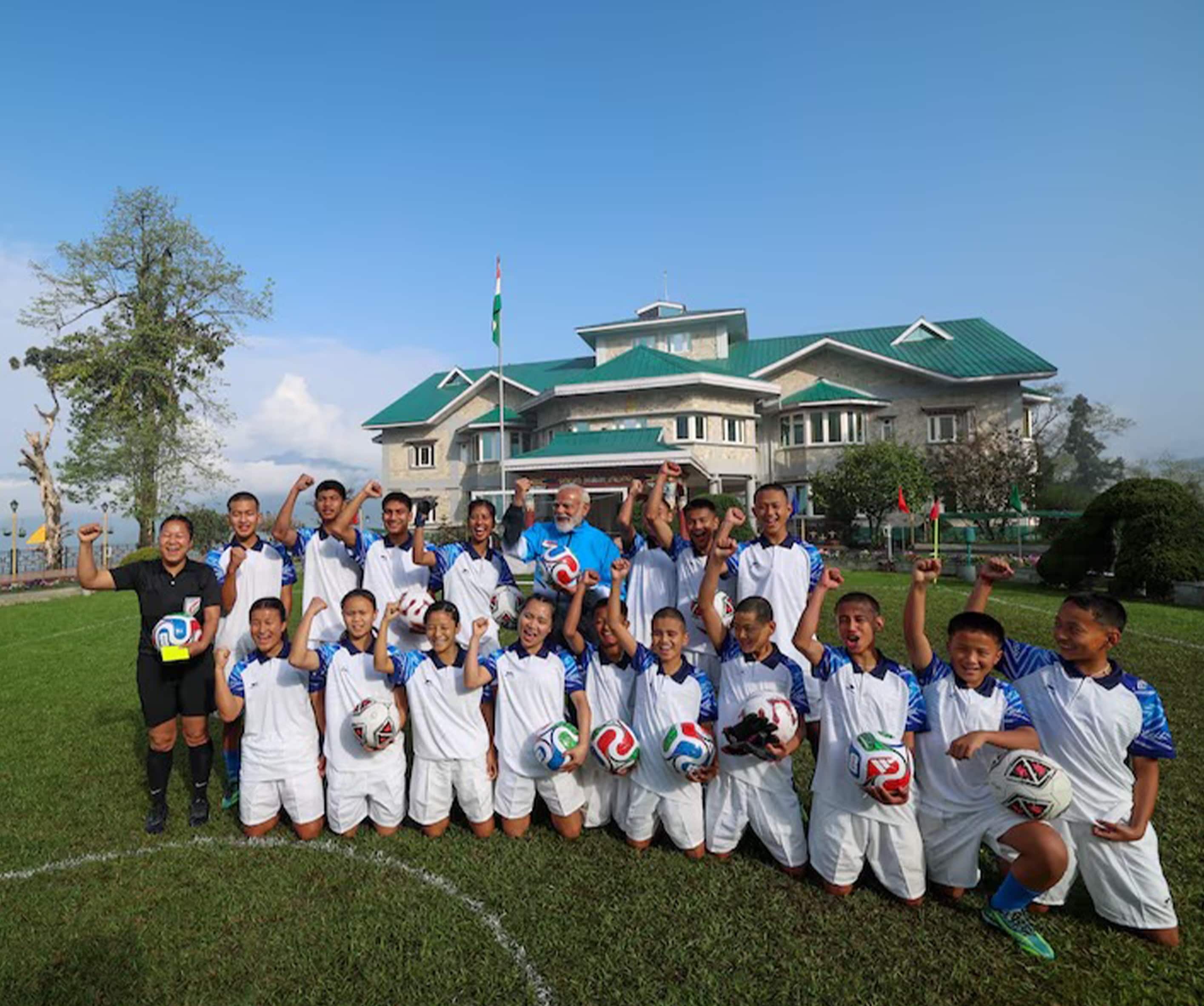 Prime Minister participates in an energetic football session with youngsters in Gangtok, Sikkim