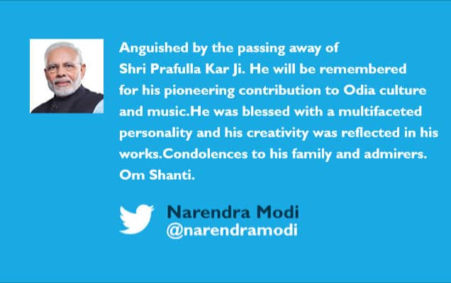 PM condoles demise of eminent Odia musician and singer Prafulla Kar