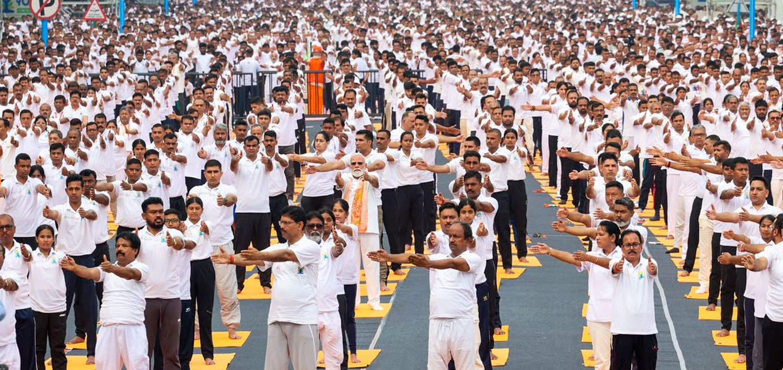 PM Modi leads the national observance of the 12th International Day of Yoga from Red Road in Kolkata, West Bengal