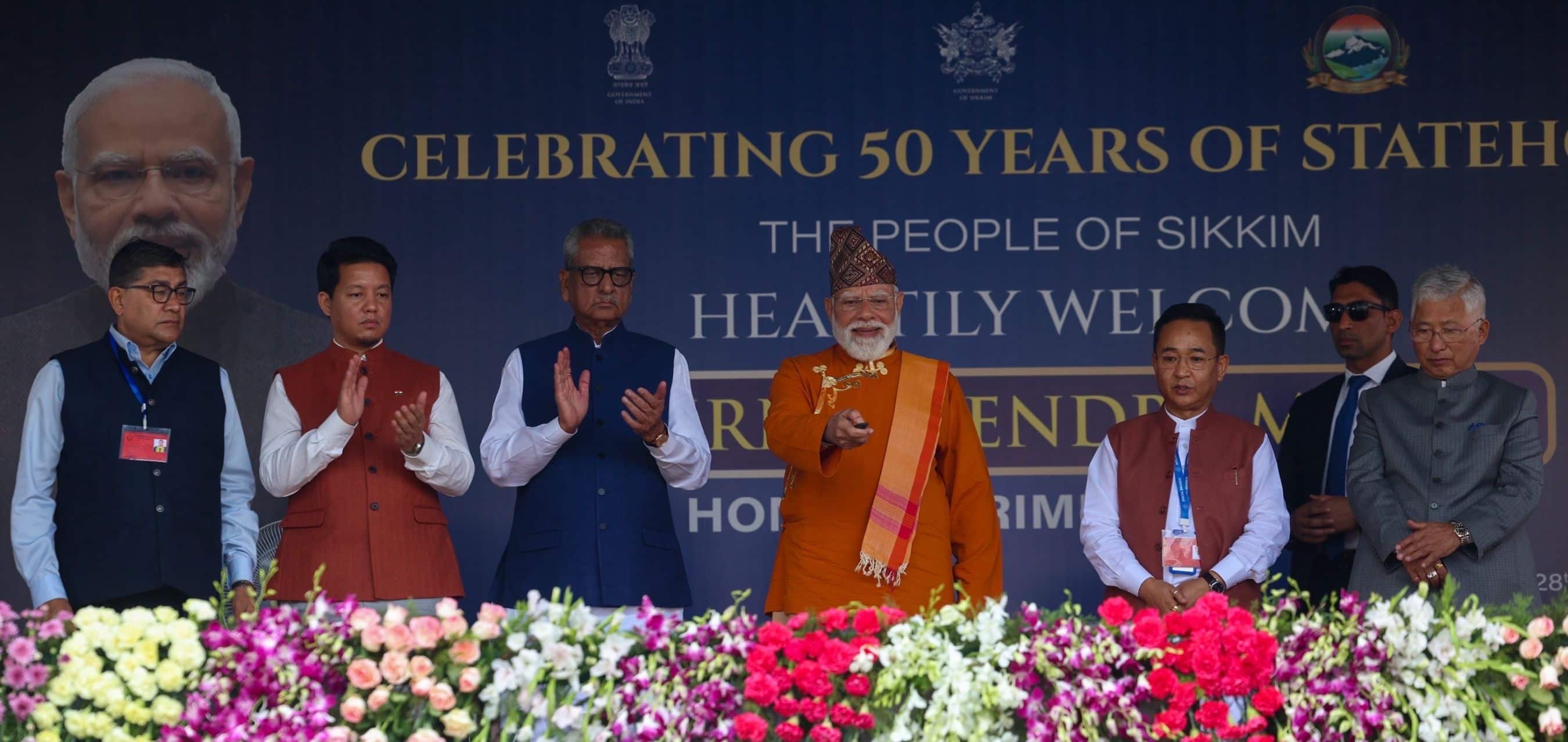PM Modi participates in  the closing ceremony of Sikkim’s 50th Year of Statehood celebrations in Gangtok, Sikkim