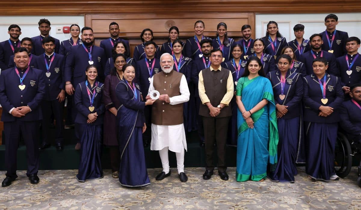 PM Modi interacts with Commonwealth Games champions