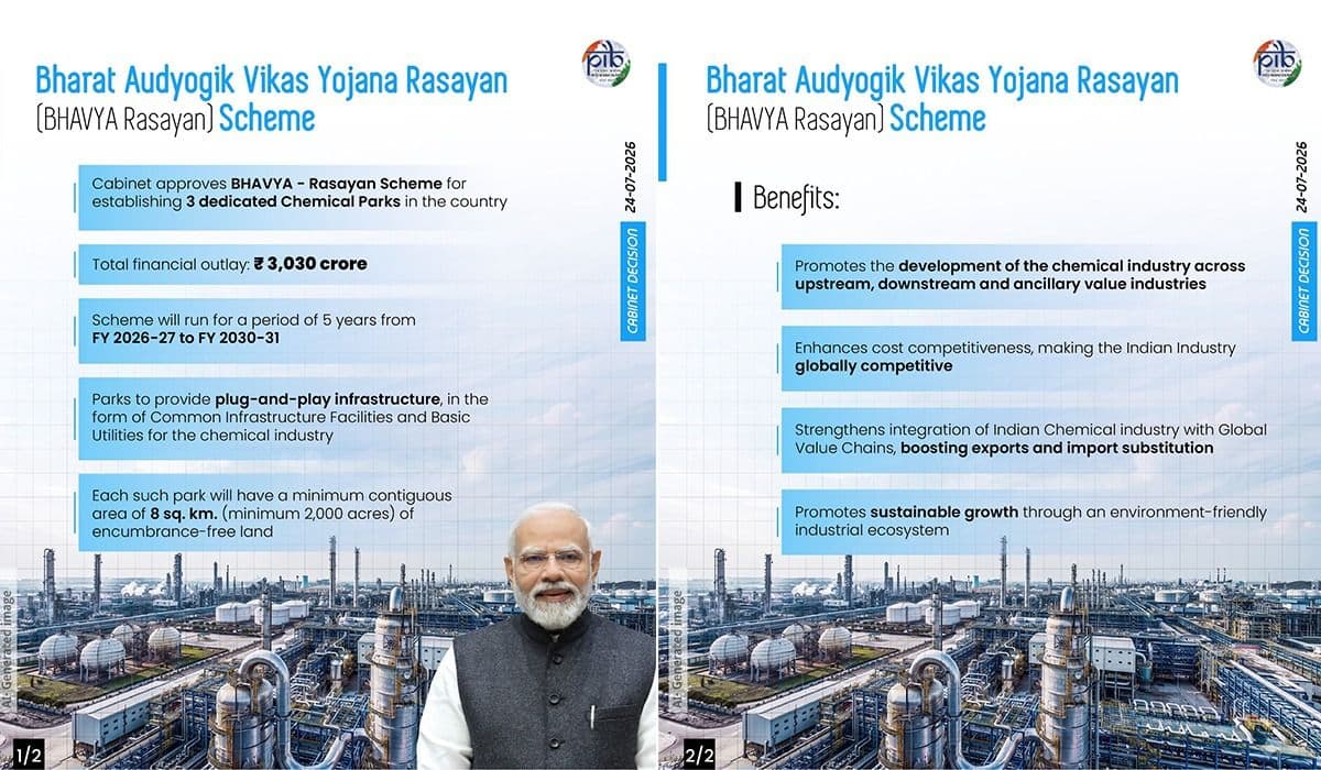 Cabinet approves scheme of Chemical Parks “Bharat Audyogik Vikas Yojana Rasayan (BHAVYA Rasayan)