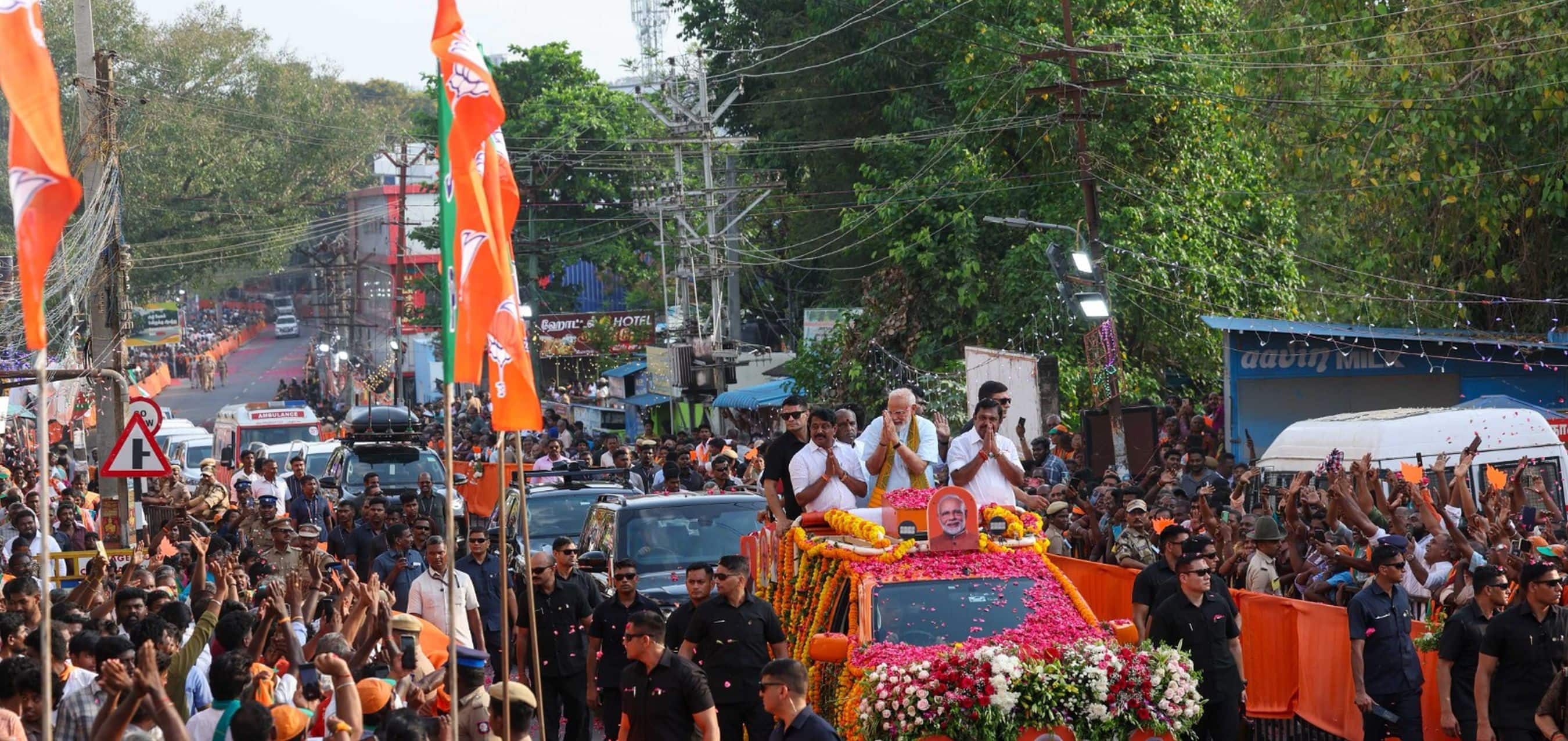 Huge turnout at PM Modi’s Nagercoil roadshow signals rising support for BJP-NDA across Tamil Nadu