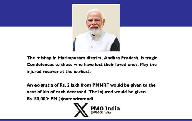 Prime Minister expresses grief over tragic mishap in Markapuram district of Andhra Pradesh