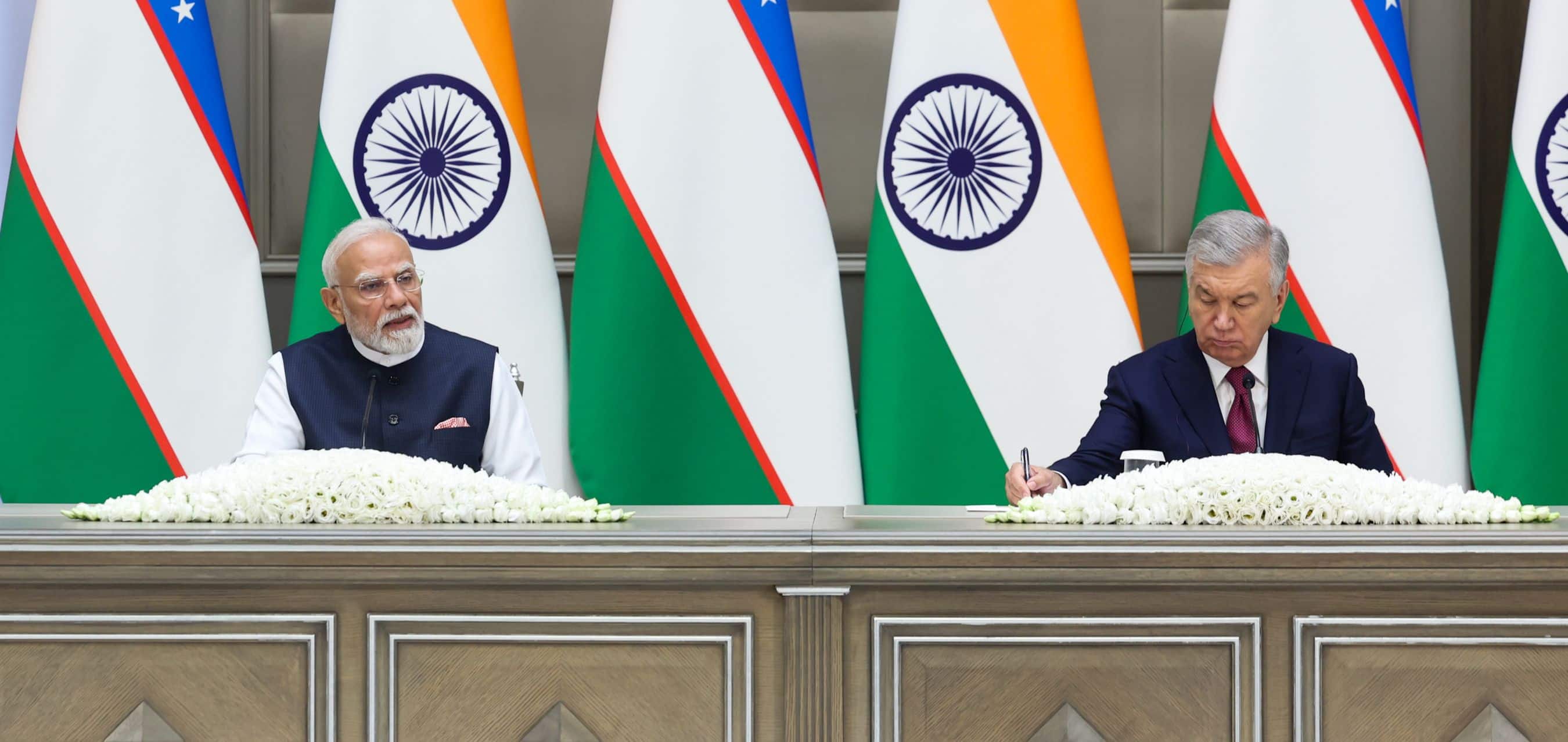 PM Modi, Uzbekistan President Shavkat Mirziyoyev attend joint press meet