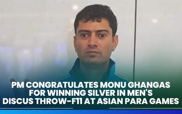 PM congratulates Monu Ghangas for winning silver in men's discus throw-F11 at Asian Para Games