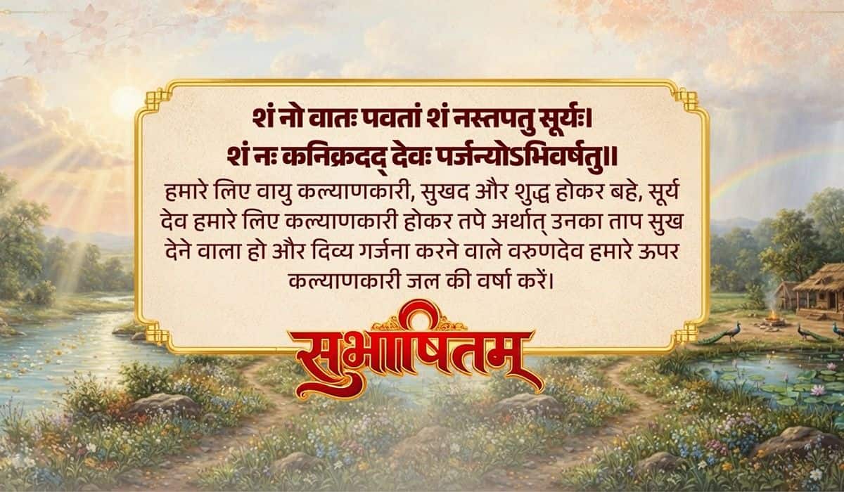 Prime Minister shares a Sanskrit Subhashitam, highlighting prayers for peace, well-being, and harmony with nature