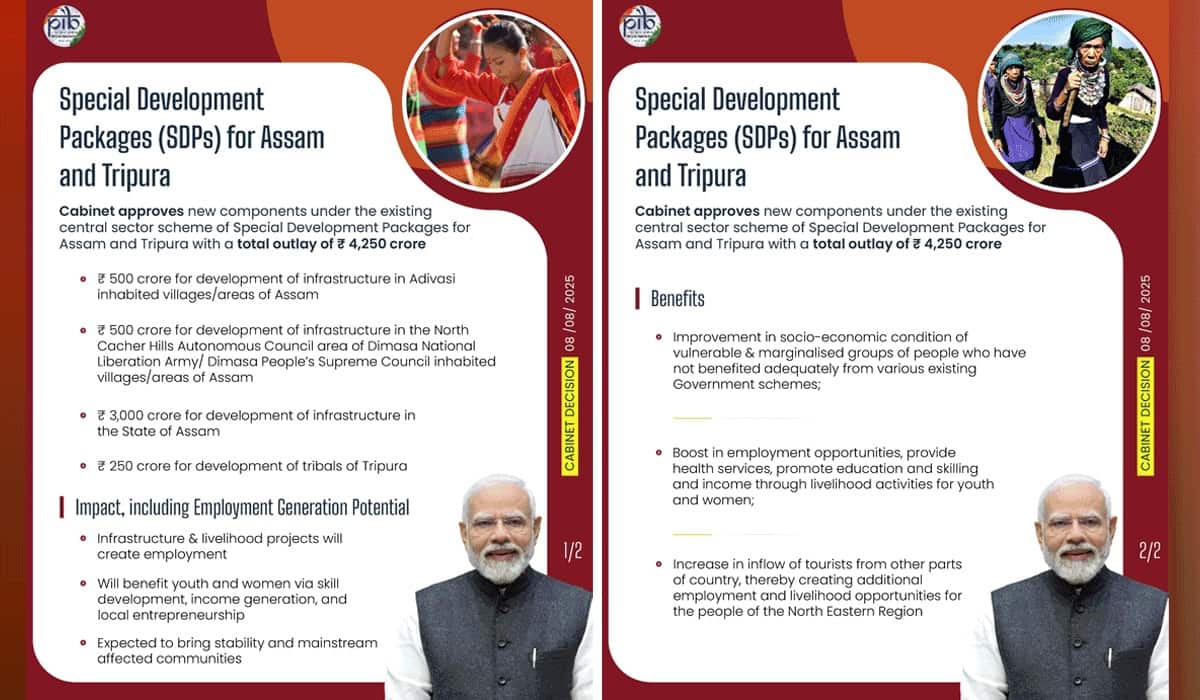 Union Cabinet approves ₹4,250 crore special development packages for Assam & Tripura