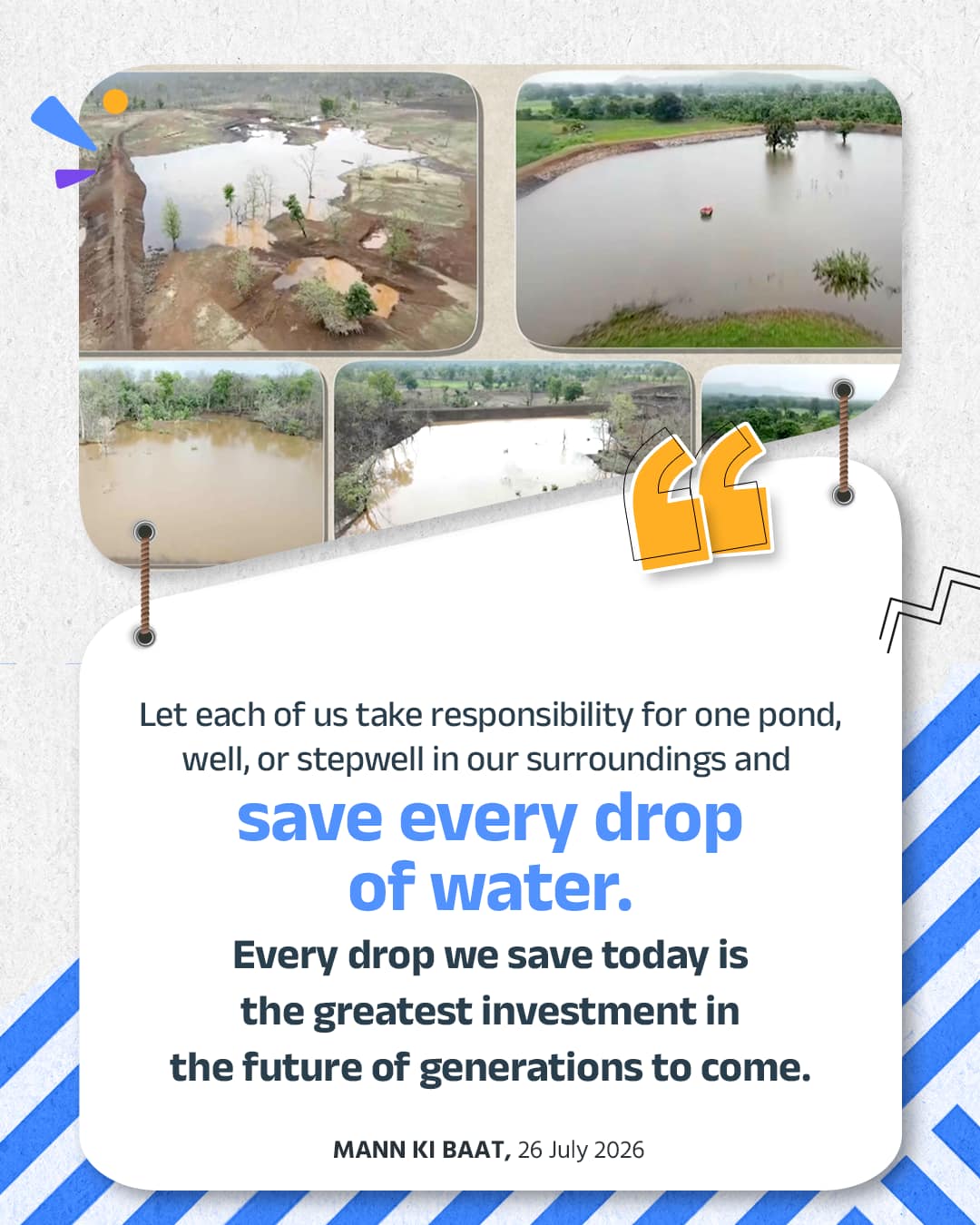 Let each of us take responsibility for one pond, well, or stepwell in our surroundings and save &hellip;