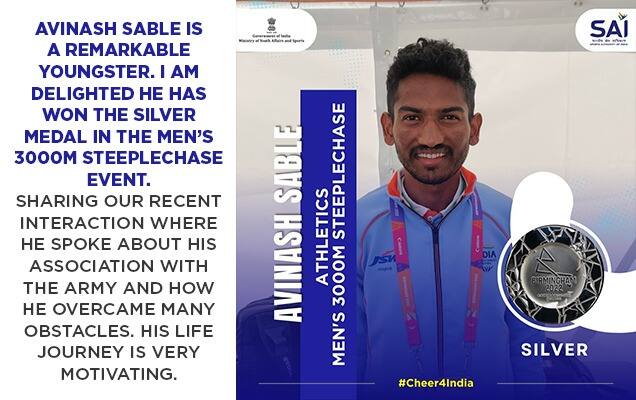 PM congratulates Avinash Sable on winning Silver Medal in the Men's 3000m Steeplechase event
