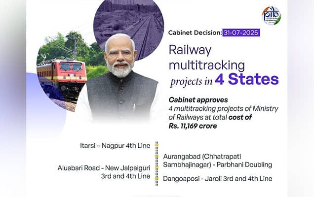 Cabinet approves four multi-tracking projects worth Rs 11,169 crore 