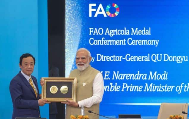 Indian economist cites India’s sustainable agriculture push as PM Modi receives FAO Agricola Medal