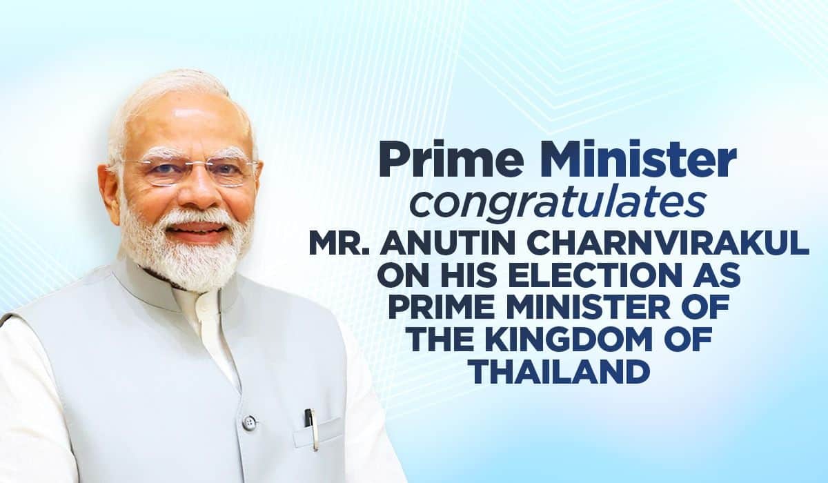 Prime Minister congratulates Mr. Anutin Charnvirakul on his election as Prime Minister of the Kingdom of Thailand