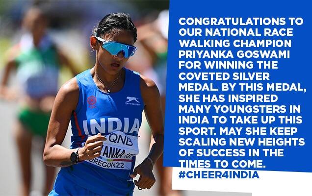 ସମ୍ମାନଜନକ ରୌପ୍ୟ ପଦକ ବିଜେତା ରେସ ୱାକିଂ ଚାମ୍ପିଅନ ପ୍ରିୟଙ୍କା ଗୋସ୍ୱାମୀଙ୍କୁ ପ୍ରଧାନମନ୍ତ୍ରୀଙ୍କ ଶୁଭେଚ୍ଛା