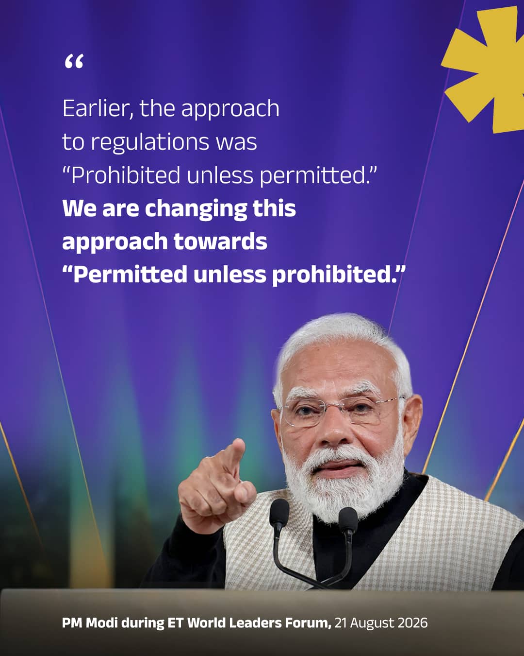 Earlier, the approach to regulations was “Prohibited unless permitted.” We are changing &hellip;