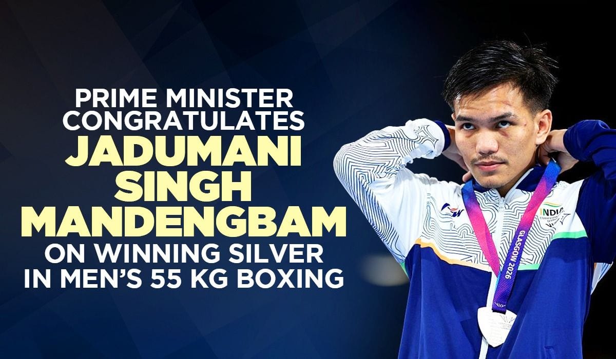 Prime Minister congratulates Jadumani Singh Mandengbam on winning Silver in Men’s 55 kg Boxing